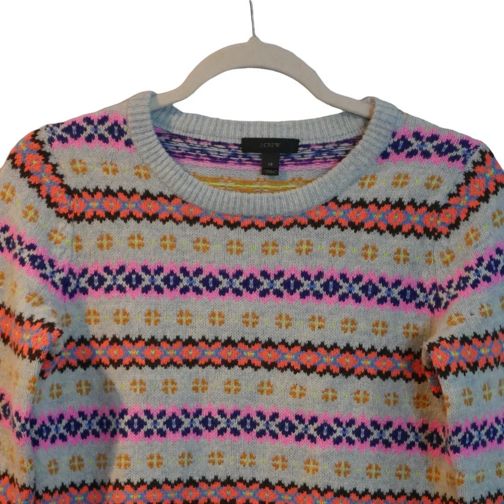 J. Crew Fair Isle Lambswool Multicolor Sweater Size XS